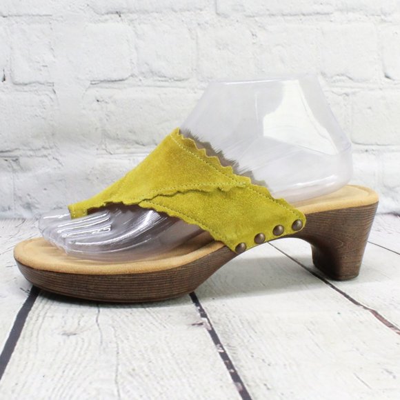 Gabor Shoes - Gabor Green Suede Toe Post Block Heeled Slip on Sandals Size US 6